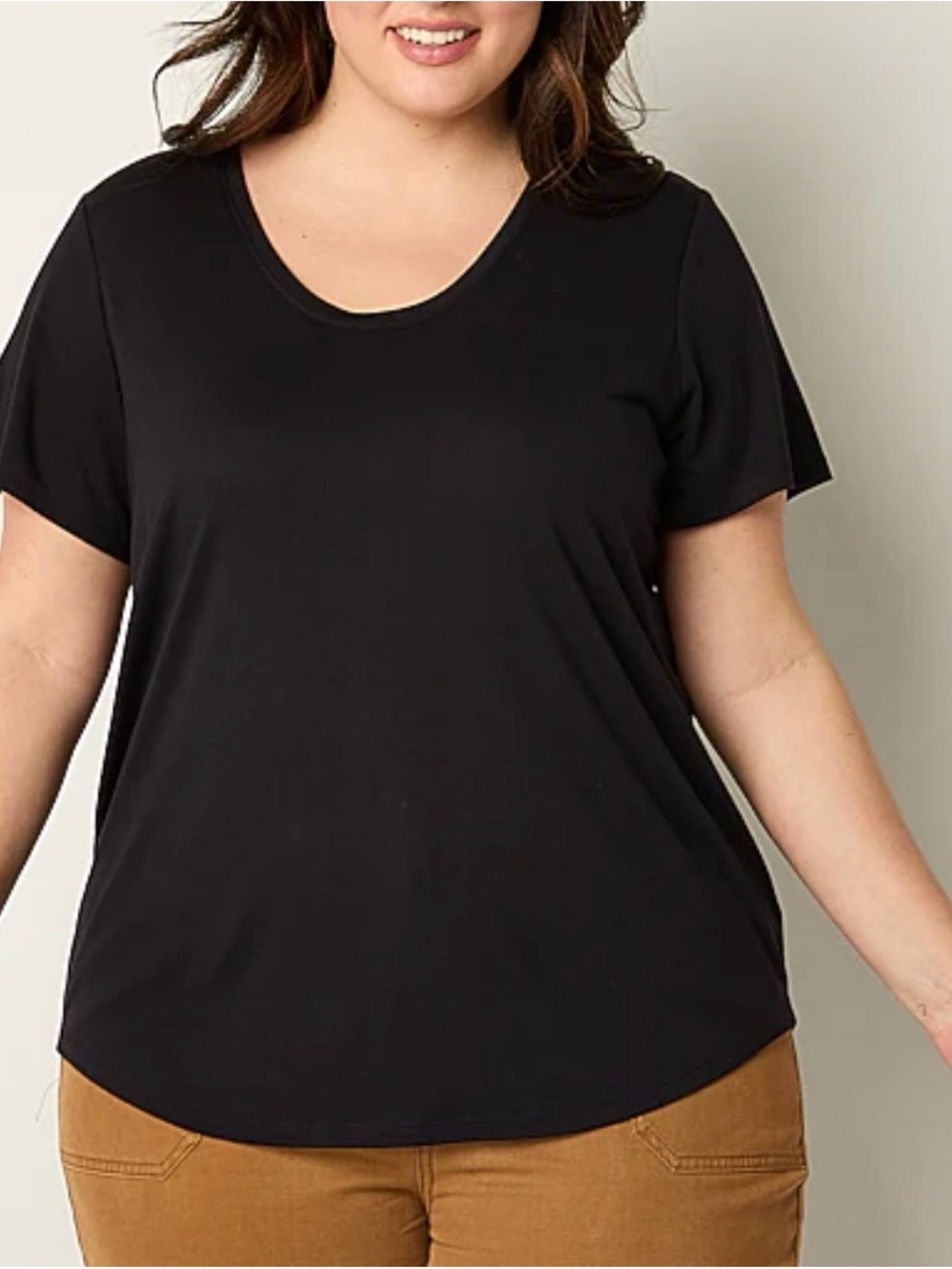 a.n.a Black Scoop Neck Short Sleeve Tee